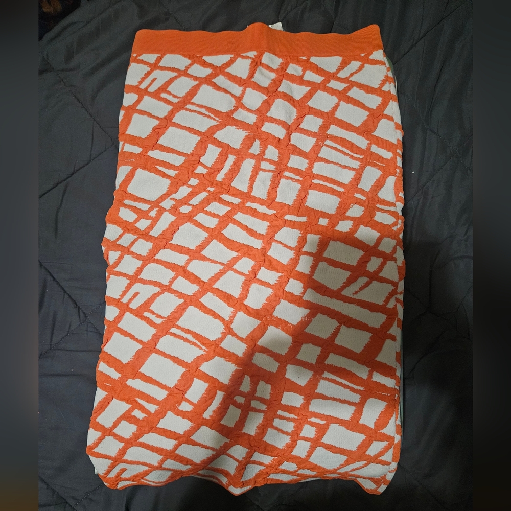 Ronny Kobo Collection Vibrant Orange and White Textile